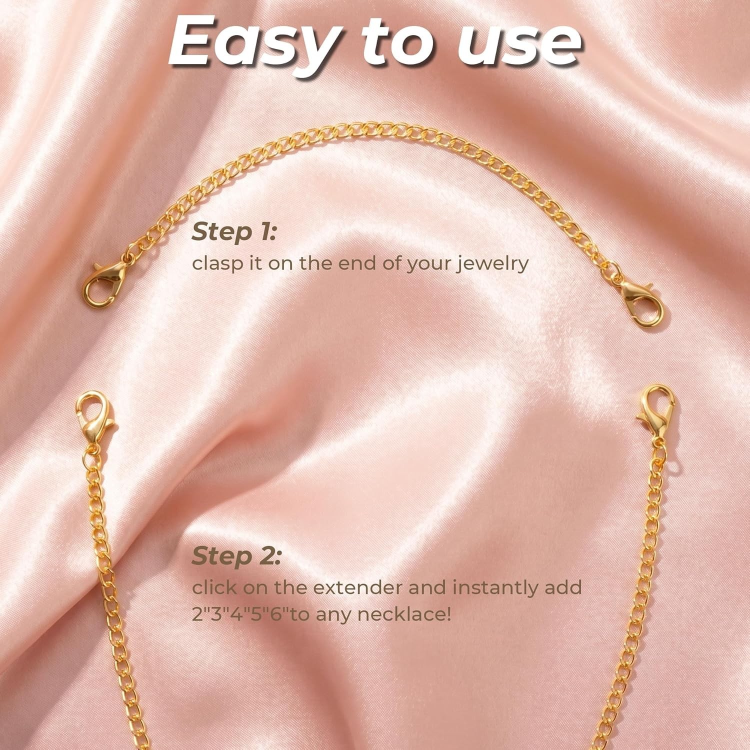 10pcs Stainless Steel Extender Chain Necklace Bracelet Extension Set 2″ 3″ 4″ 5″