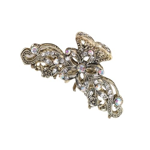 Fancy Hair Claw Jaw Clips Pins For Womens, Vintage Rhinestone Crystal gold
