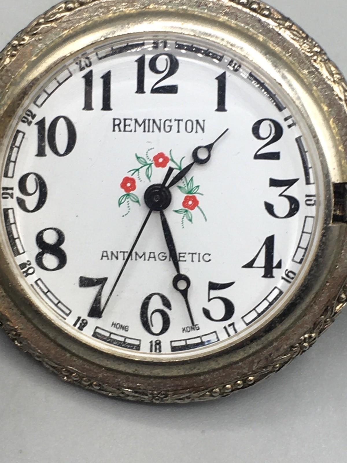 Remington Pocket Watch Men Elk & Dogs Silver Tone Manual Antimagnetic Vintage