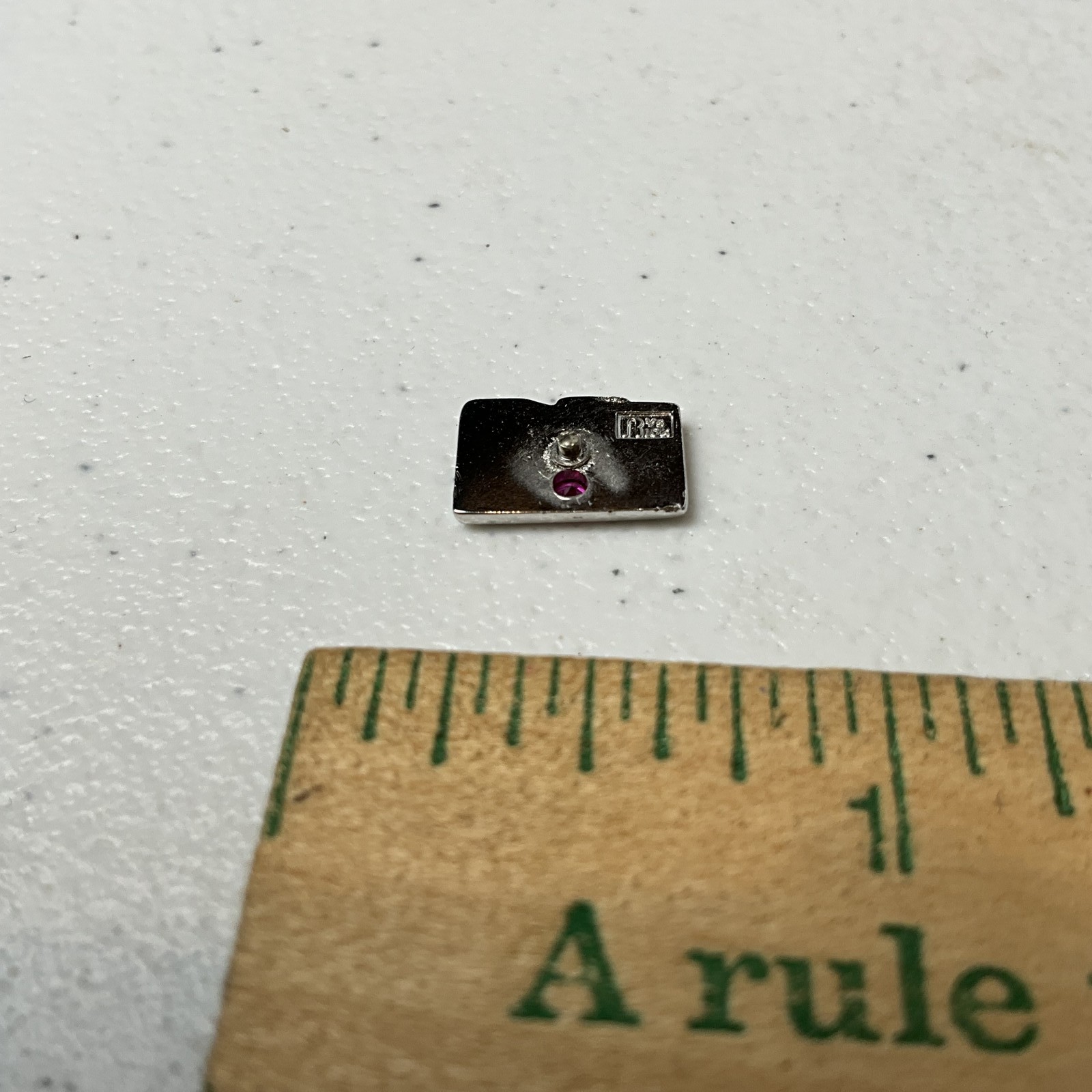 Two-Tone Rectangular Charm with Red Stone Accent 1/5 10K GF KMART K MART