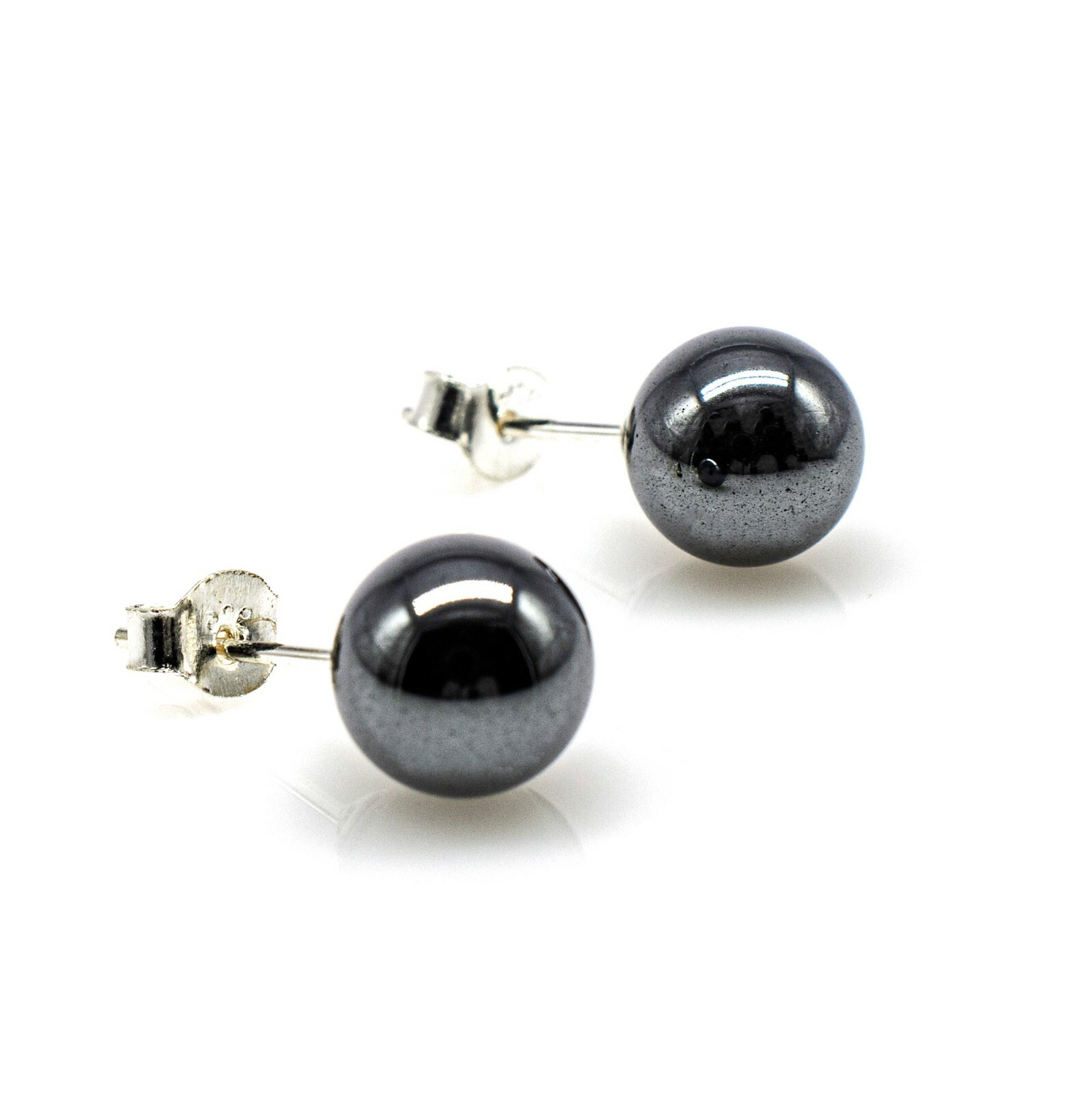 925 Sterling Silver Hematite Pearl Earring 8mm