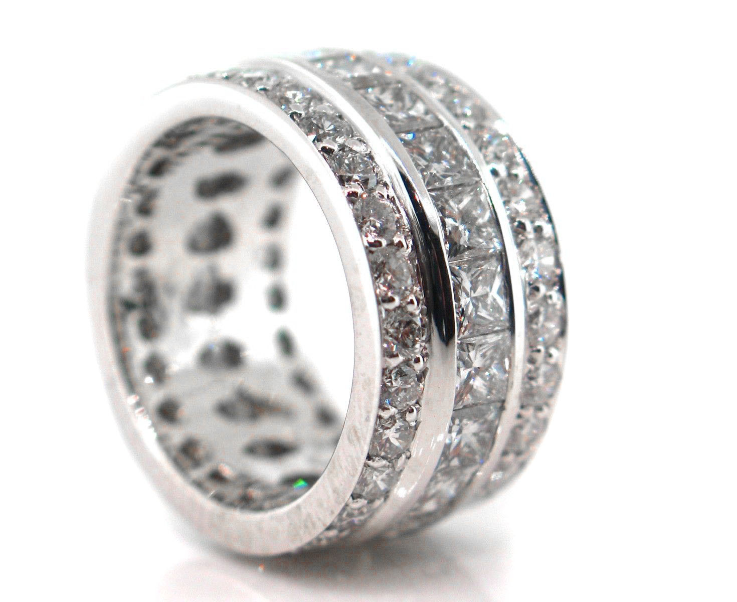 7.71 CT Natural Princess & Round Brilliant Diamond Eternity Band VS/G White Gold