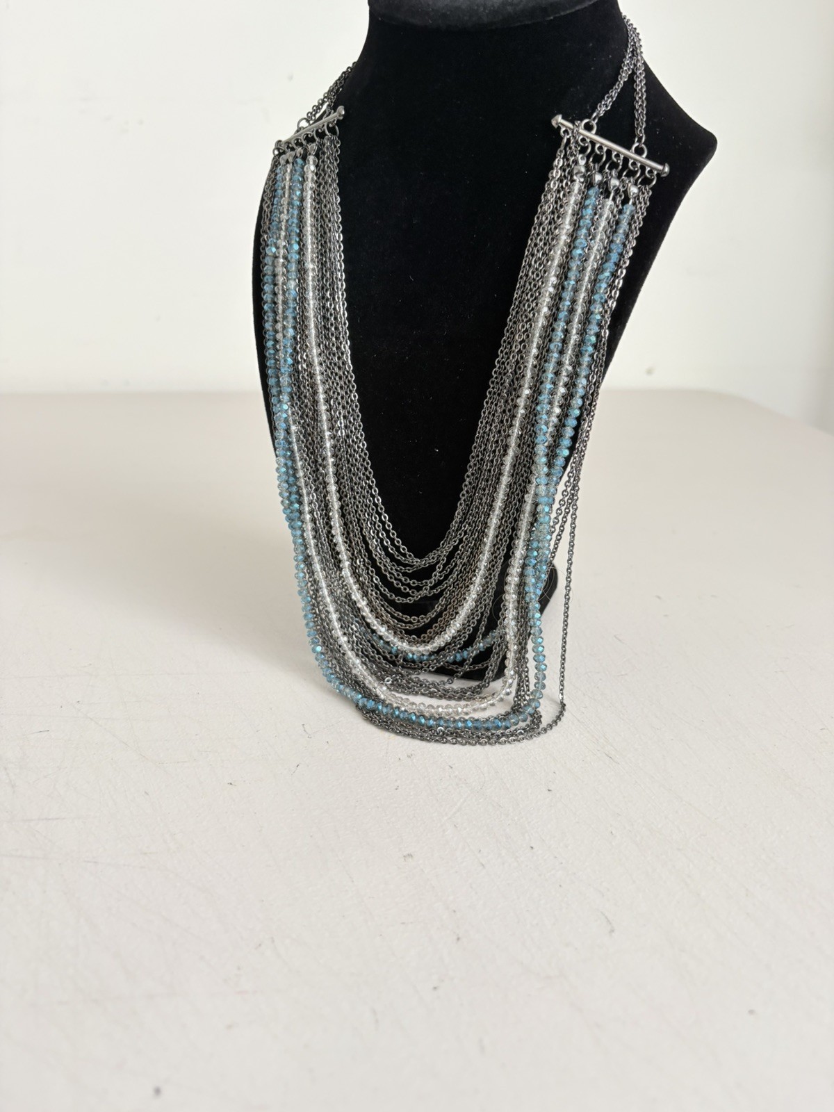Macy’s Inc International Concepts Multi Strand Bead & Gunmetal Chains Necklace