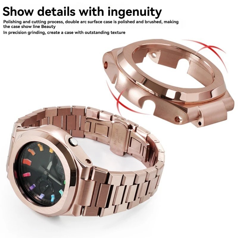 For Casio GA-2100 GA-2110GA-B2100 Nautilus Mod Kit GA2100 Steel Watch Case Strap