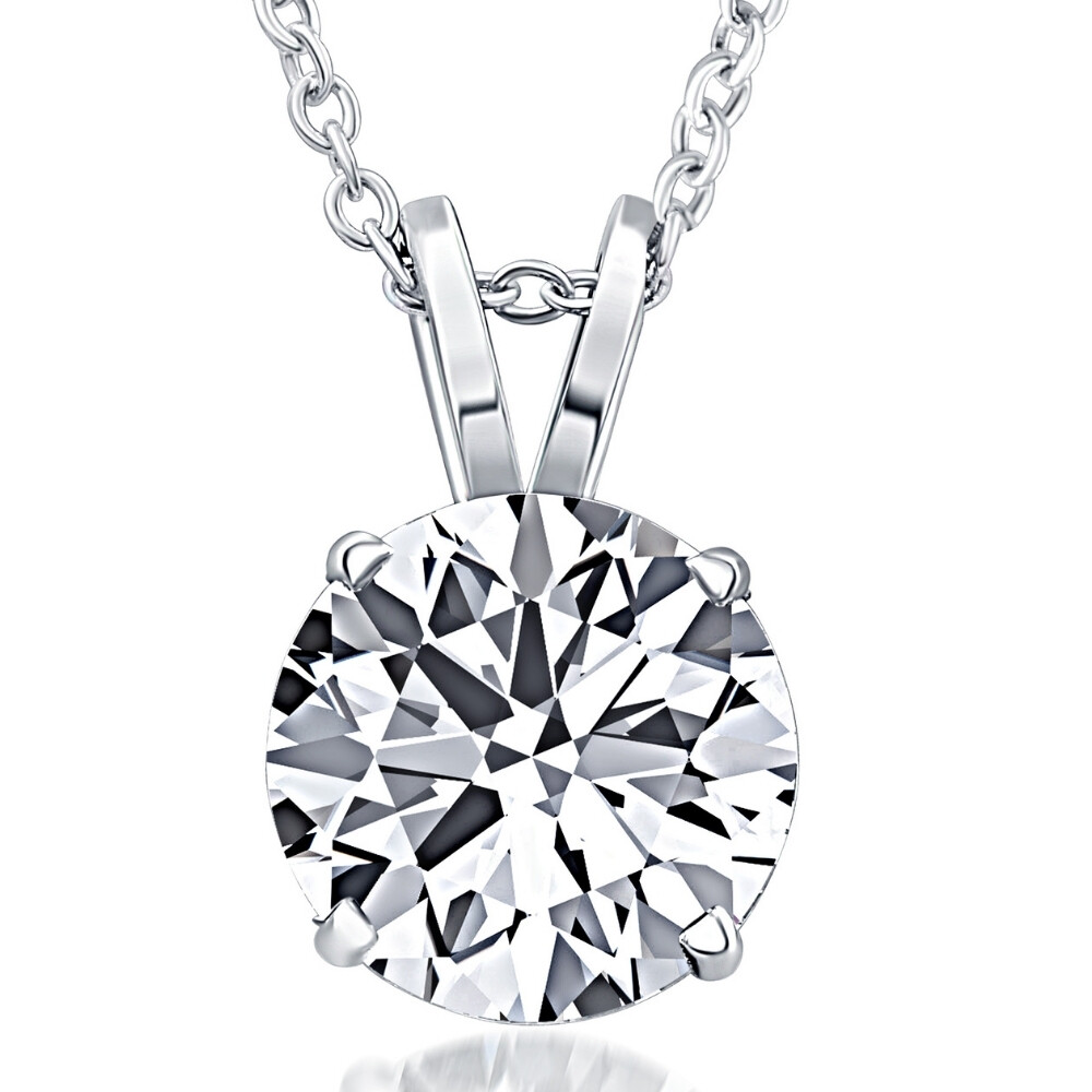 1 – 5 Ct Round Diamond 4-Prong Pendant 14k Gold Necklace Lab Grown
