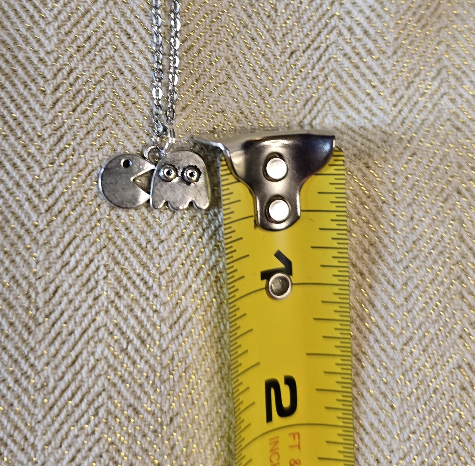 Pac Man And Ghost Necklace With Gift Box.