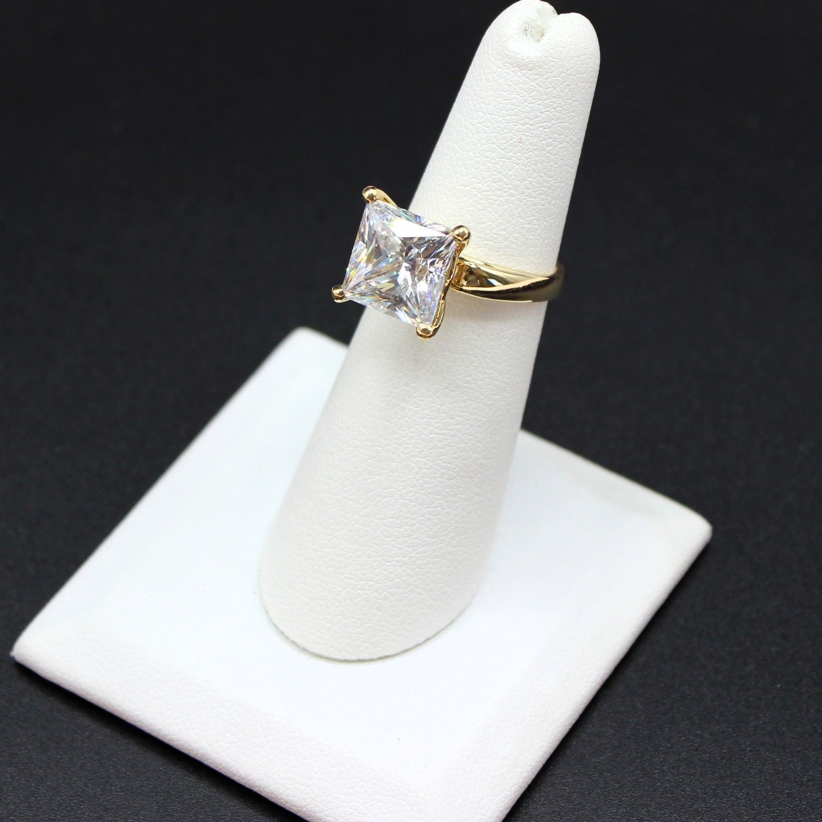 4 Carat Diamond Ring Engagement REAL 14k 6.80gm Man Made Wedding Vacation Size 5