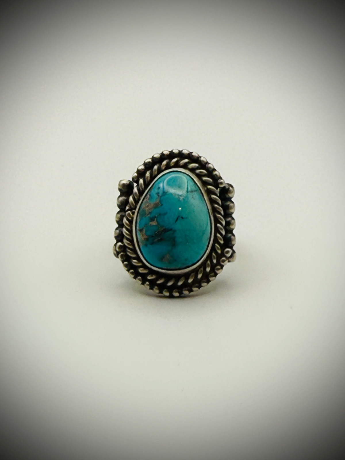 Albert Jake Navajo Sterling Turquoise Ring Sz 7, 15g – “A. Jake”
