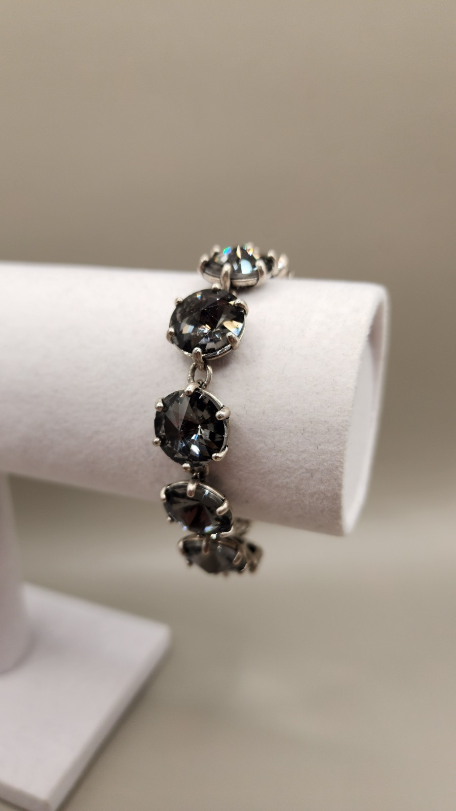 Stella & Dot Amelie Crystal Link Bracelet Smoky Gray Charcoal Silver Rhinestone