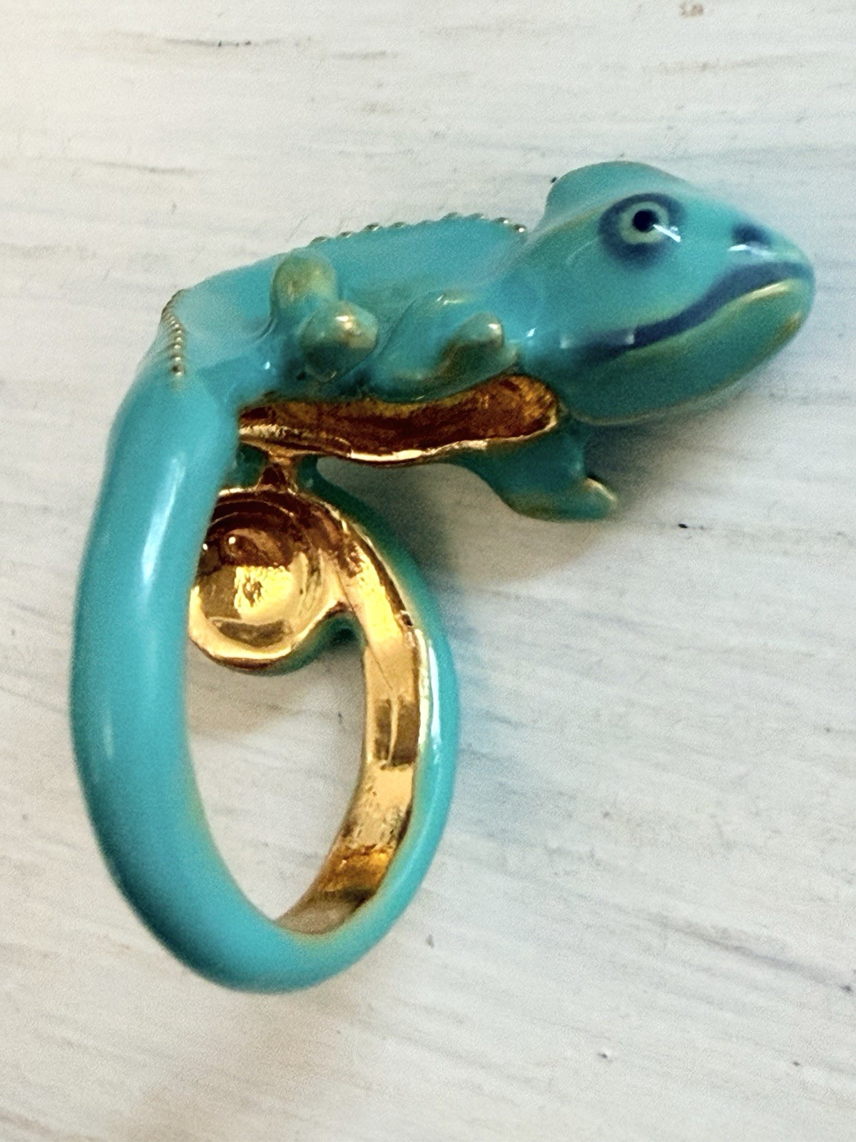 Chameleon Green Lizard Unique Enamel ring size 10 Gift Tropical Jewelry NEW
