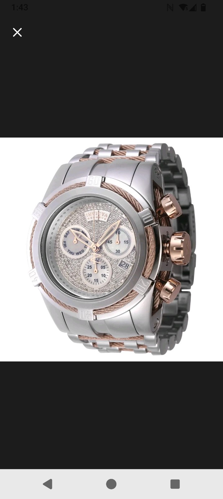 Invicta Reserve Bolt Zeus 1.O Carat Diamonds Swiss Rhonda Z60 Mens Watch 53mm