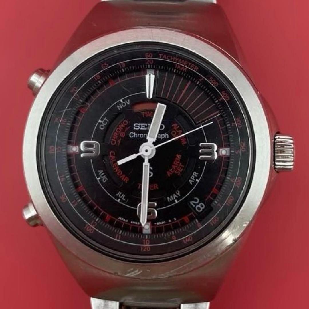 SEIKO SUS Chronograph 6M26-6020 Black Dial Dancing Hands Multifunction QZ Quartz