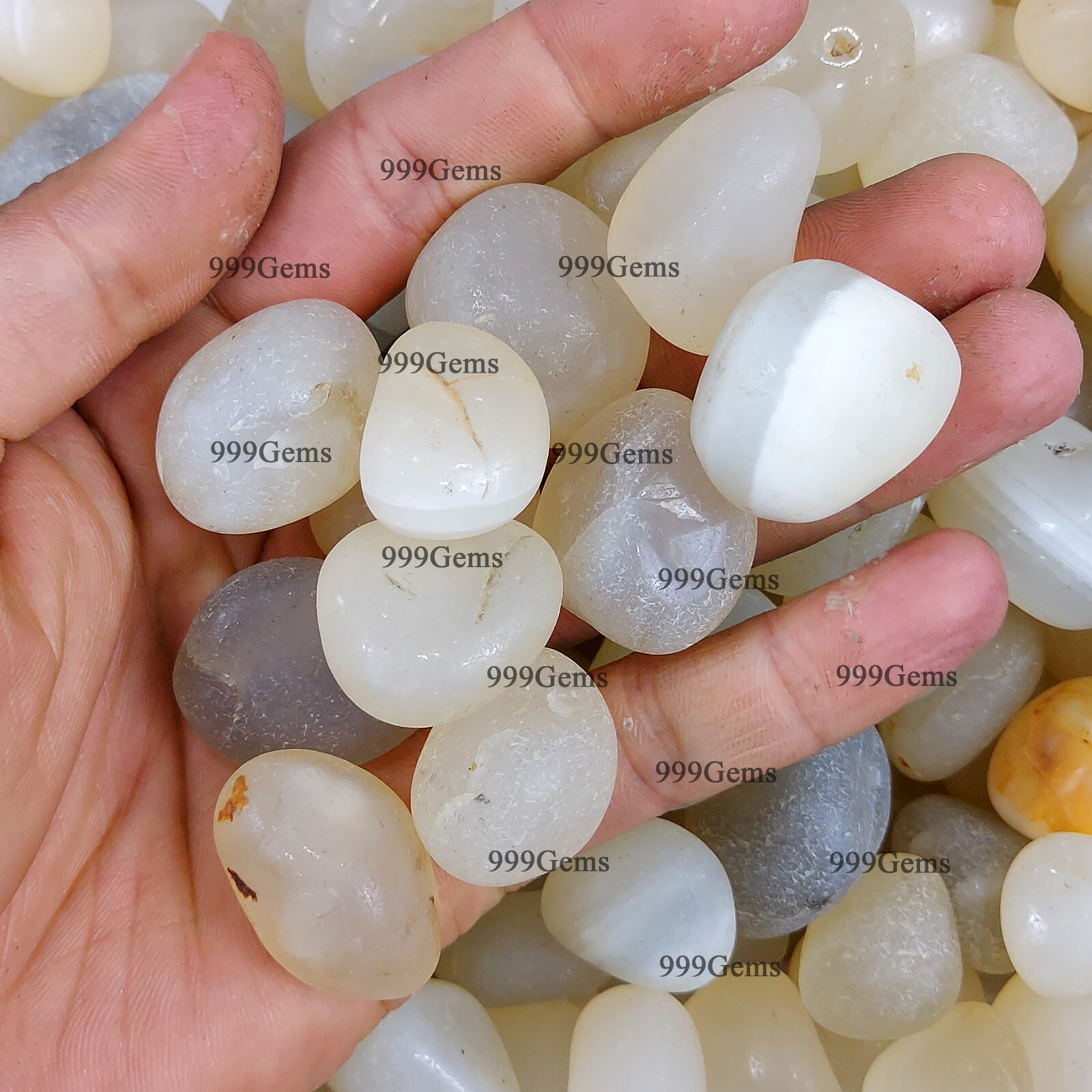 10 Pcs Natural White Grey Onyx Tumbled Random Selection Gemstone Lot 10-20 mm