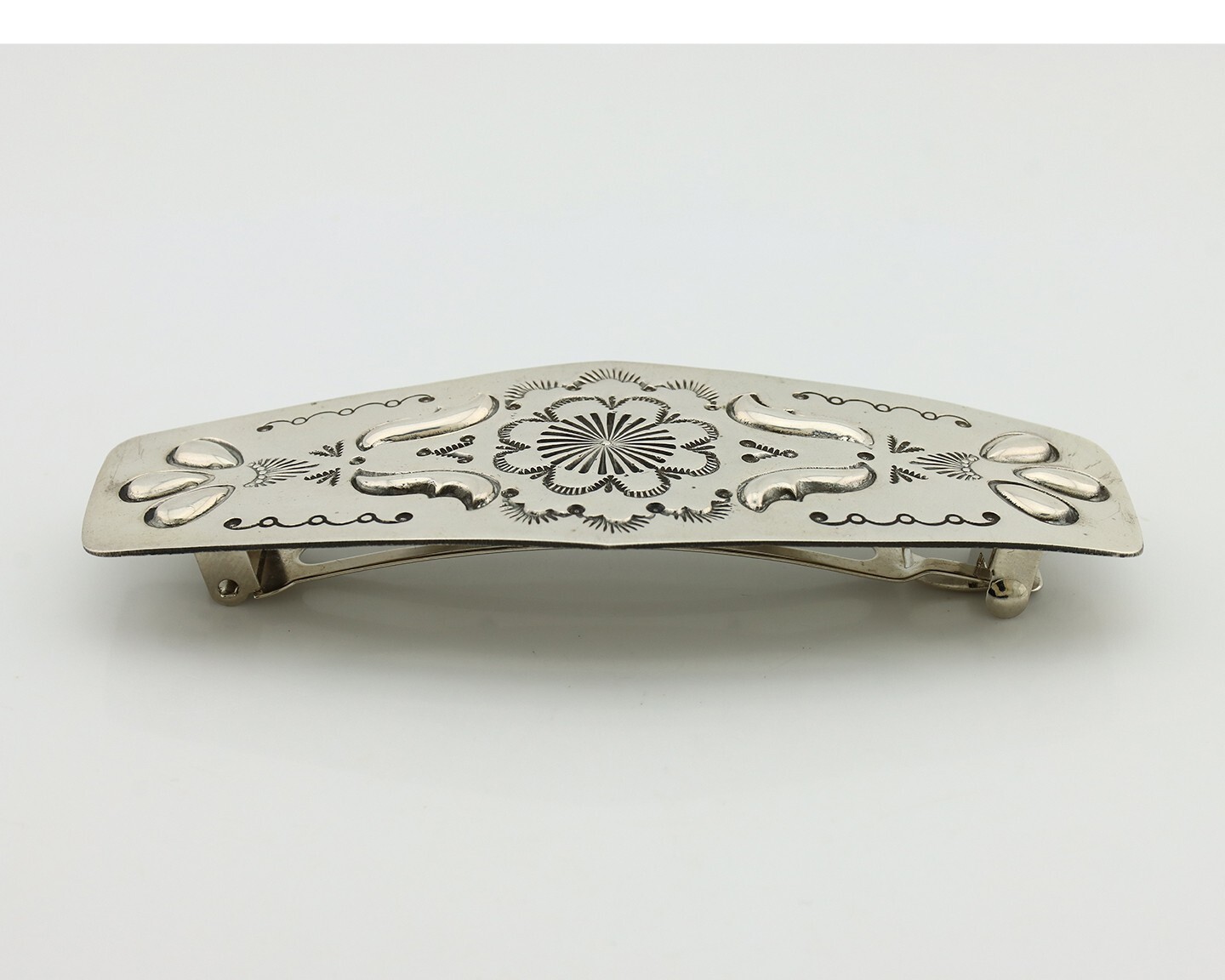 Women’s Navajo Hair Clip Hand Stamped 925 Silver Artist Signed MY C.80’s