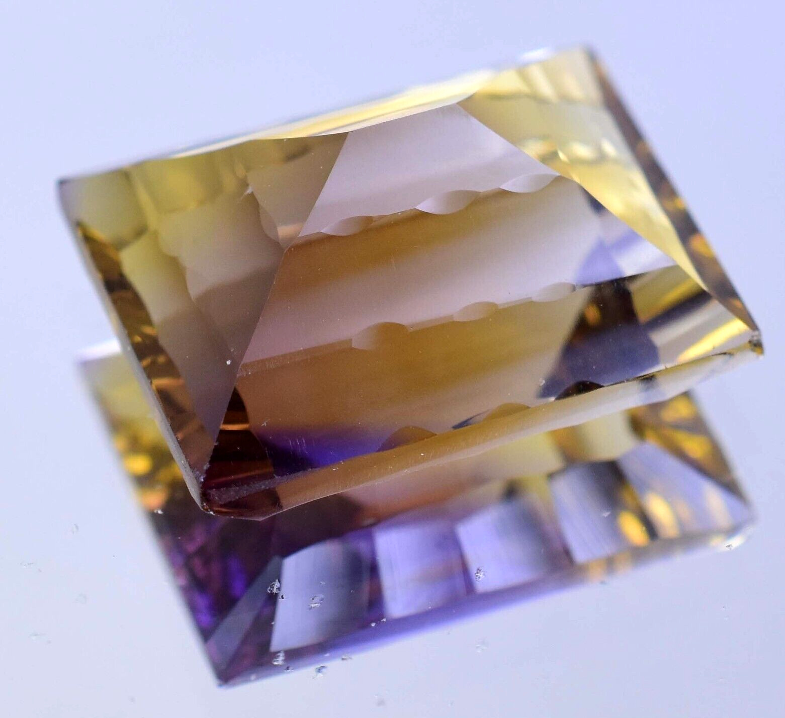 Untreated Natural Bi-Color Ametrine 22.20 Ct Square Emerald Certified Gemstone