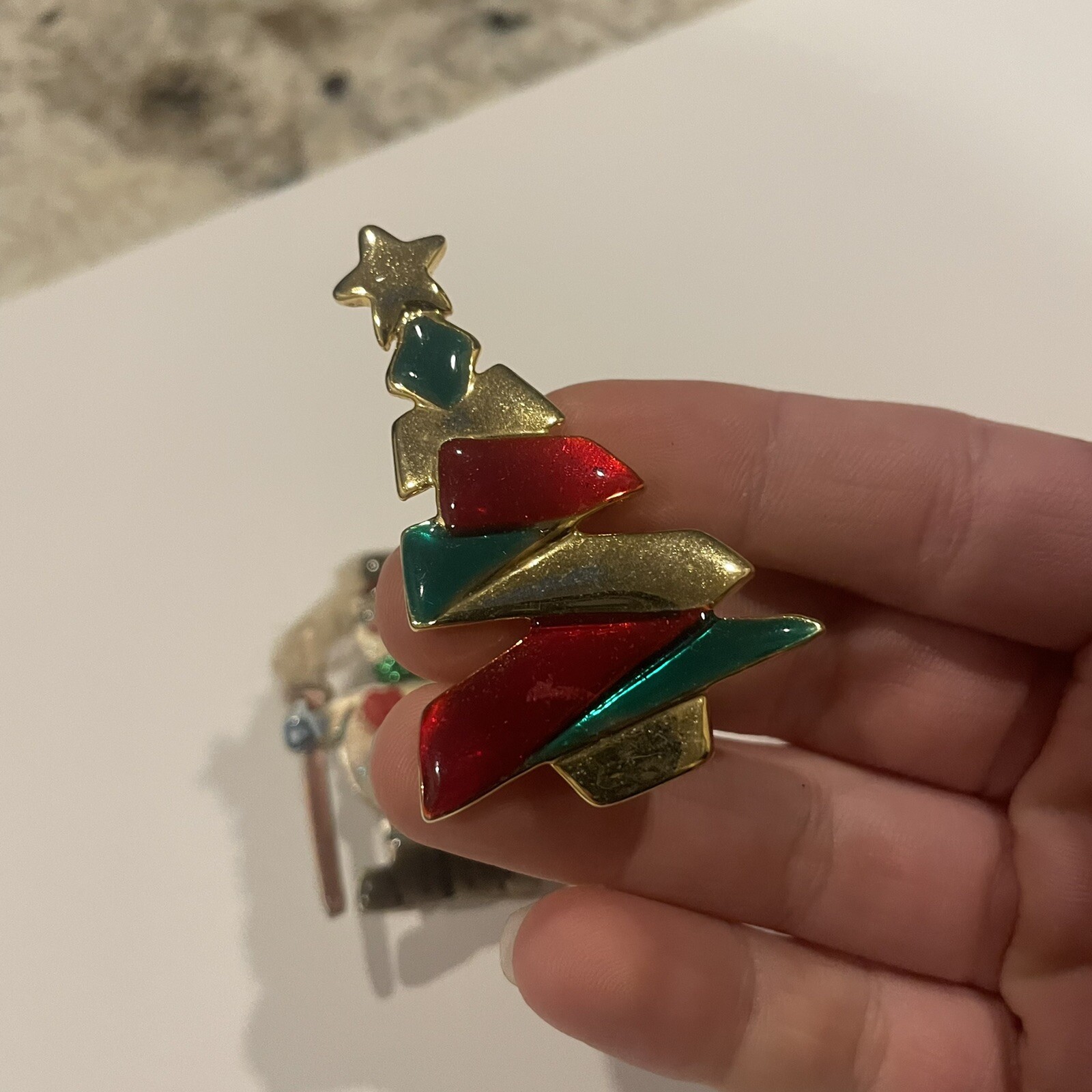 Danecraft Christmas Tree / AJMC Happy Holiday Snowman Lot Of 2 Brooch Pin