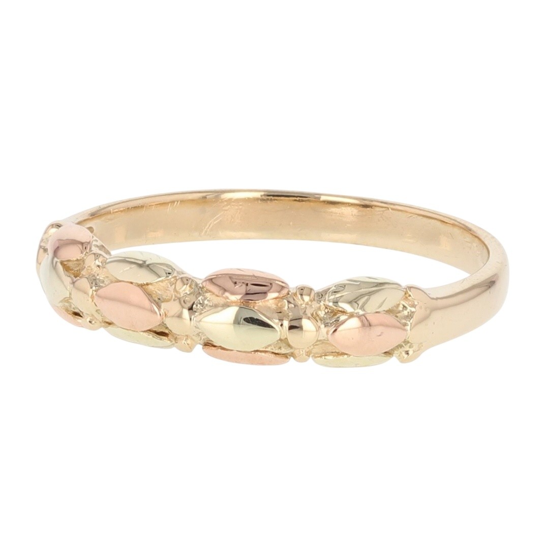 Black Hills Gold 4.3mm Leaves Band Ring 10k Multi-Tone Gold 2.26 Grams Size 7.75