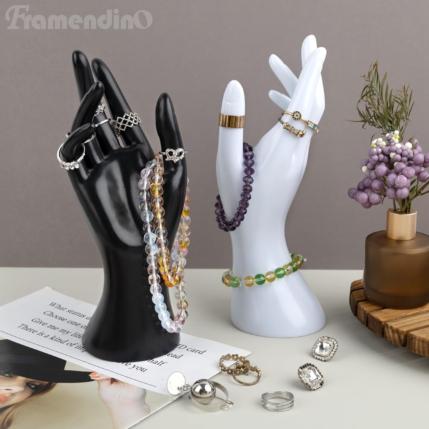Framendino Female Mannequin Hand Jewelry Display Holder Stand for Bracelet Neck
