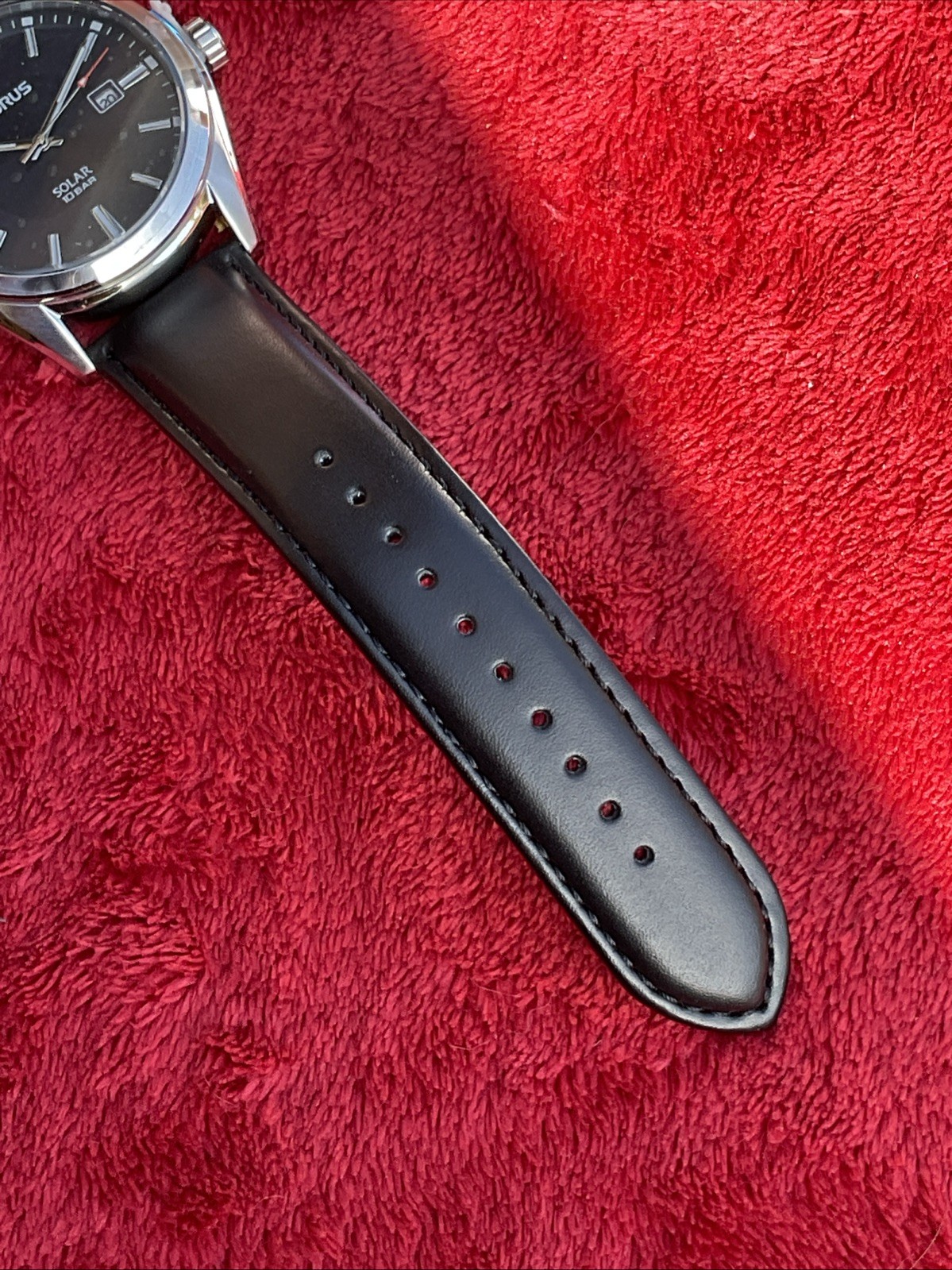 Lorus Men’s Solar Watch with Black Dial and Black Strap RX339AX9 New Seiko