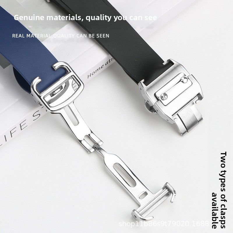 Rubber Watch Strap 21mm Quick Release Mens Waterproof Band for Santos de Cartier