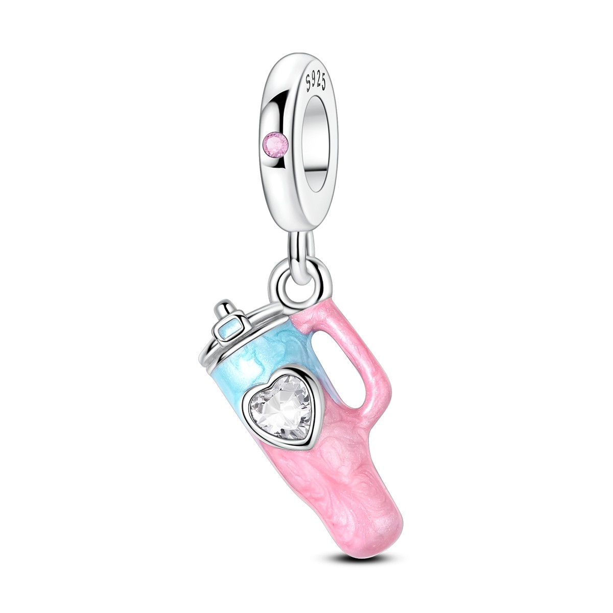 MULA 925 Sterling Silver Charm CZ Summer Water Cup Pendant for Women Bracelet
