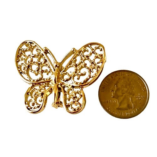 Gerry’s Vintage Butteryfly Brooch Pin Goldtone Filigree Signed