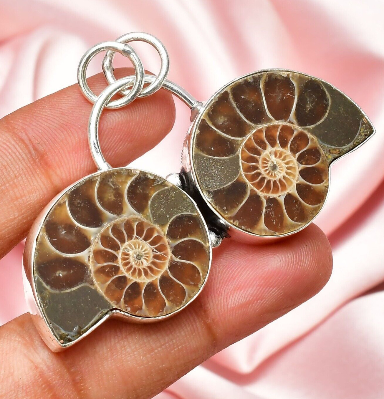 Ammonite Pendant Gemstone 925 Sterling Silver Handmade Jewelry Pendant 1.56″