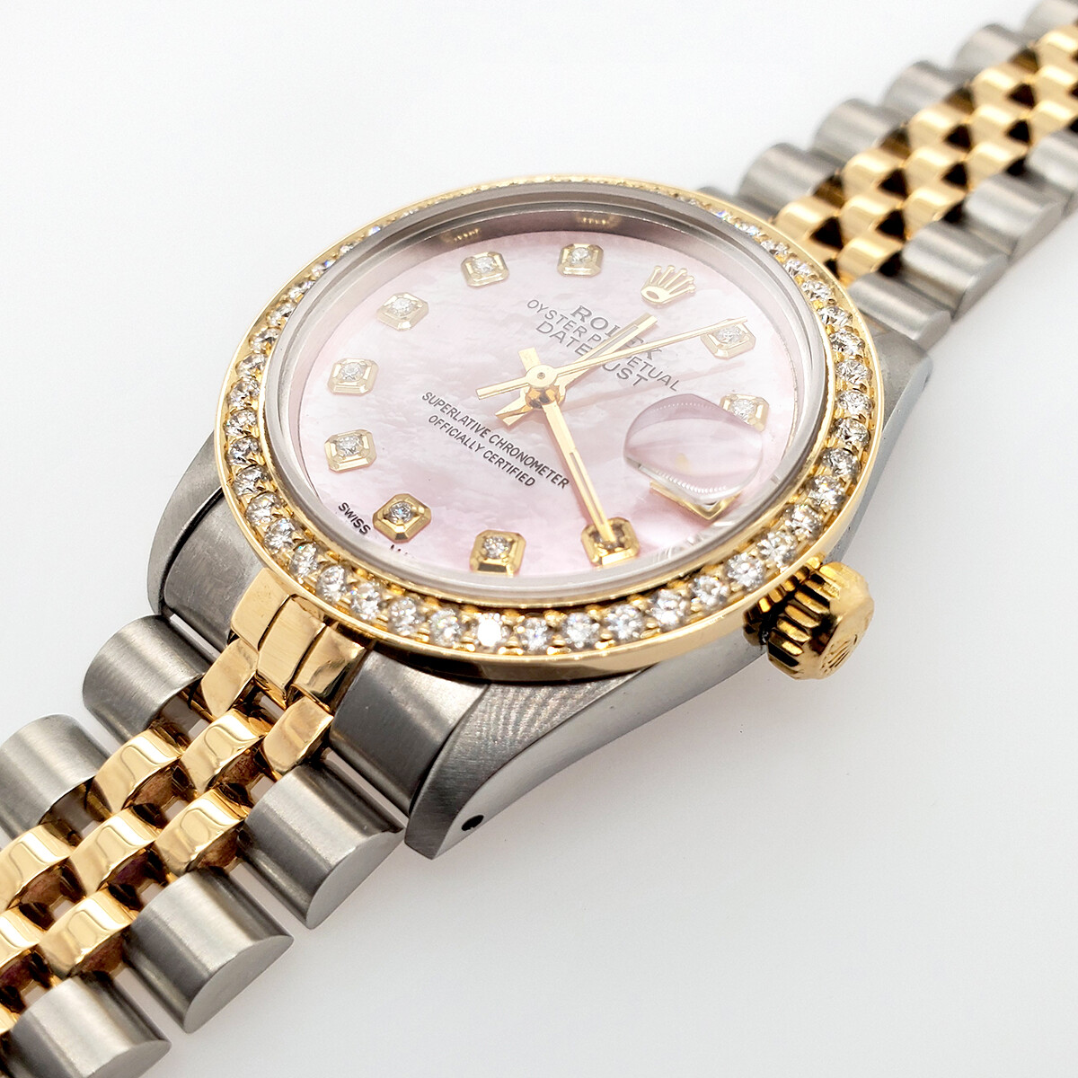Rolex Datejust 2-Tone Gold/Steel 31mm Watch w/Custom Diamond Bezel/ Pink MOP