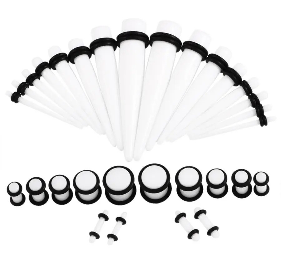 36 pcs Ear Stretching Kit 14G-00G Taper Ear Gauges Plugs Tunnels Expander Set