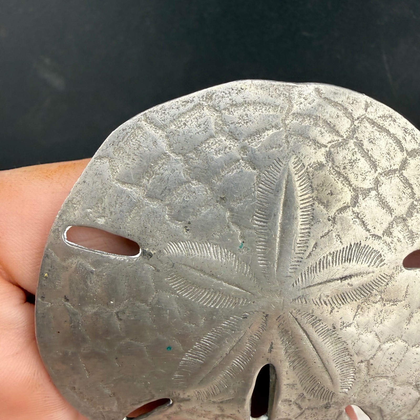 Vintage Reed & Barton Pendant Pewter Sand Dollar Coastal Nautical 3in