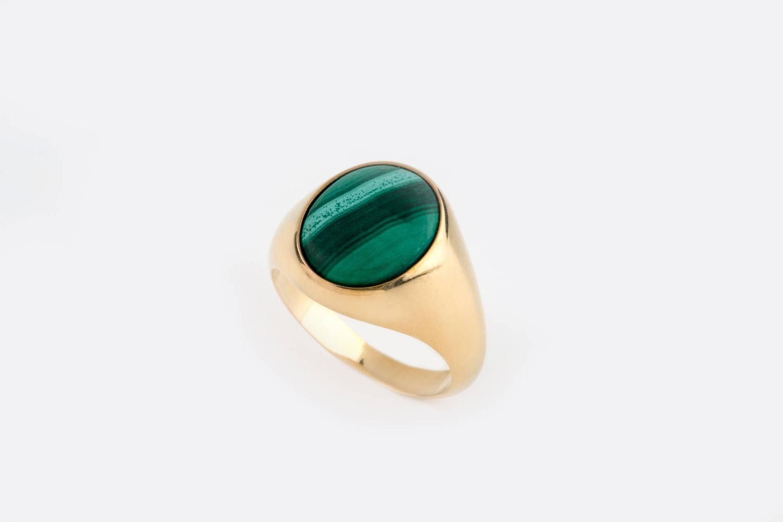 Solid 925 Sterling Silver Natural Green Malachite Cab Gemstone Men’s Unisex Ring