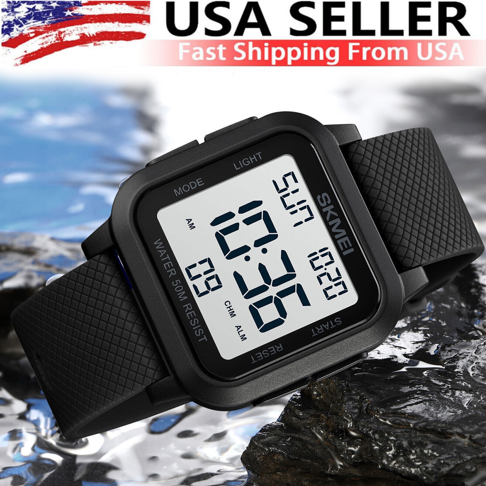 Sport Big Dial Watch For Men’s Electronic Waterproof Luminous Digital Watchwrist