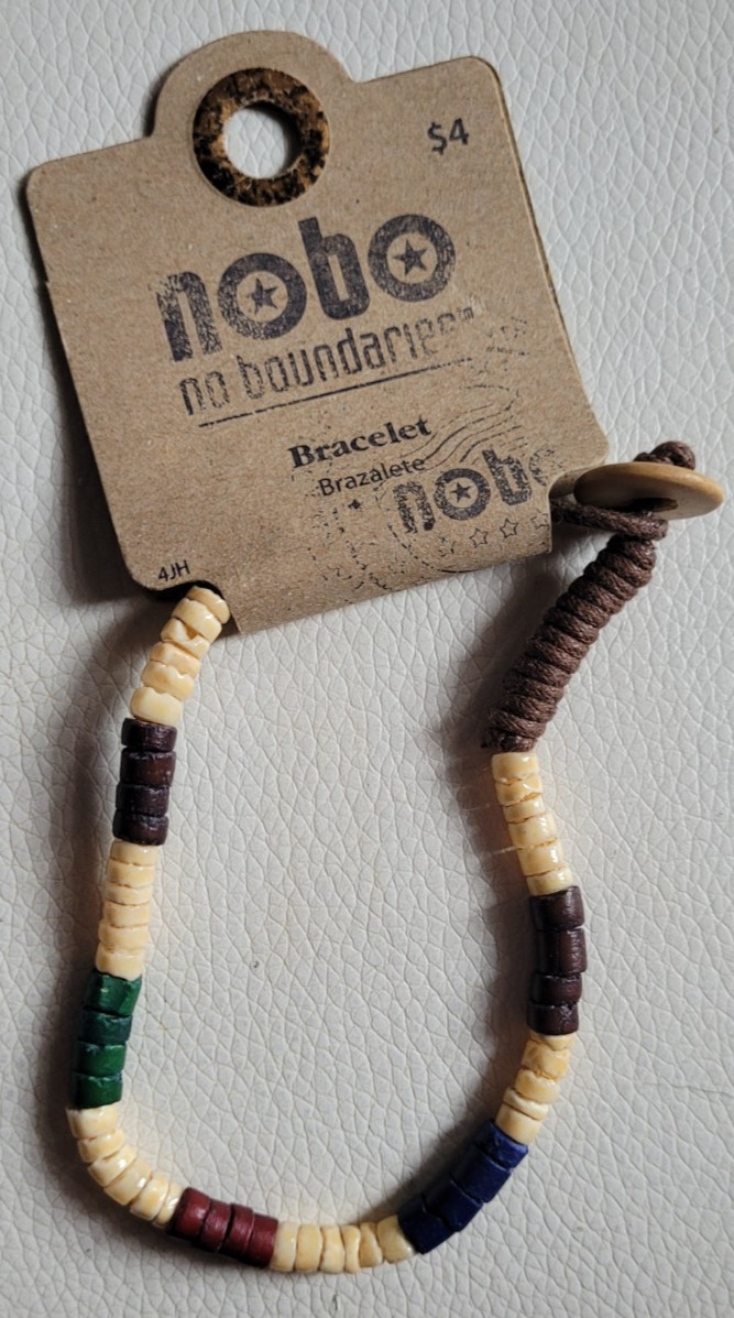 NWT No Boundaries Bracelet Nylon Beads Brown Red Green Blue Outer Banks Cute