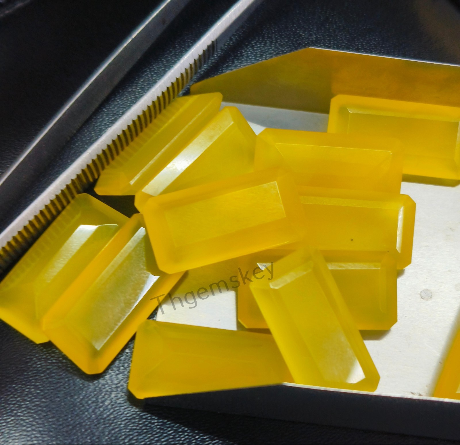 Natural Yellow Chalcedony Faceted Cut Long Octagon Gemstone 6x12mm-15x30mm