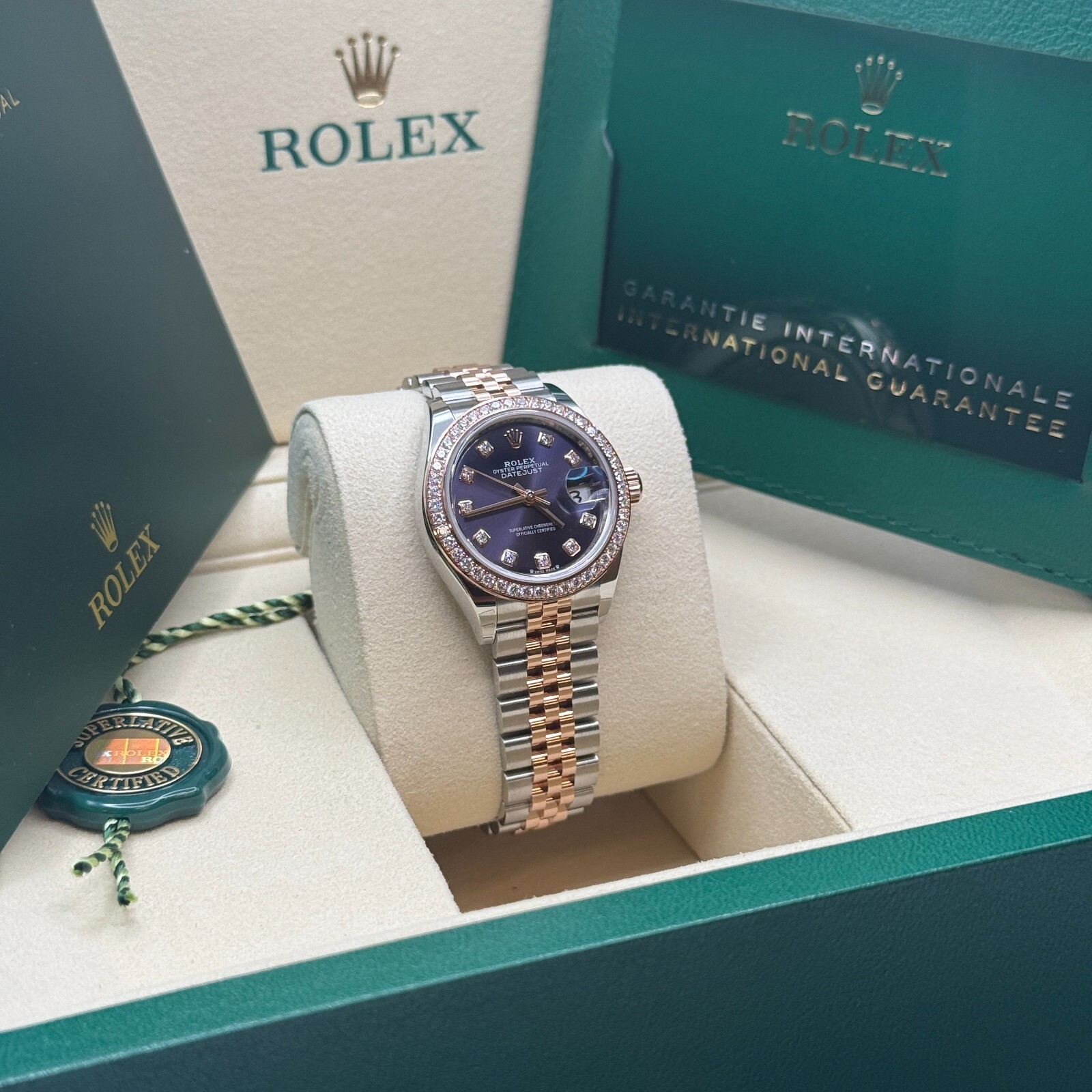 Rolex Lady-Datejust NEW 2025 Purple Diamond Dial Diamond Bezel Two Tone Rose