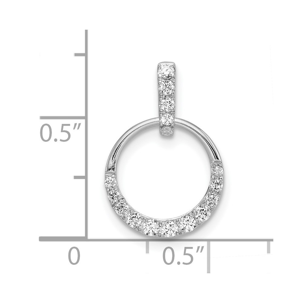 14k White Gold Circle 0.27Ct Diamond Pendant 0.76g Gift for Mother