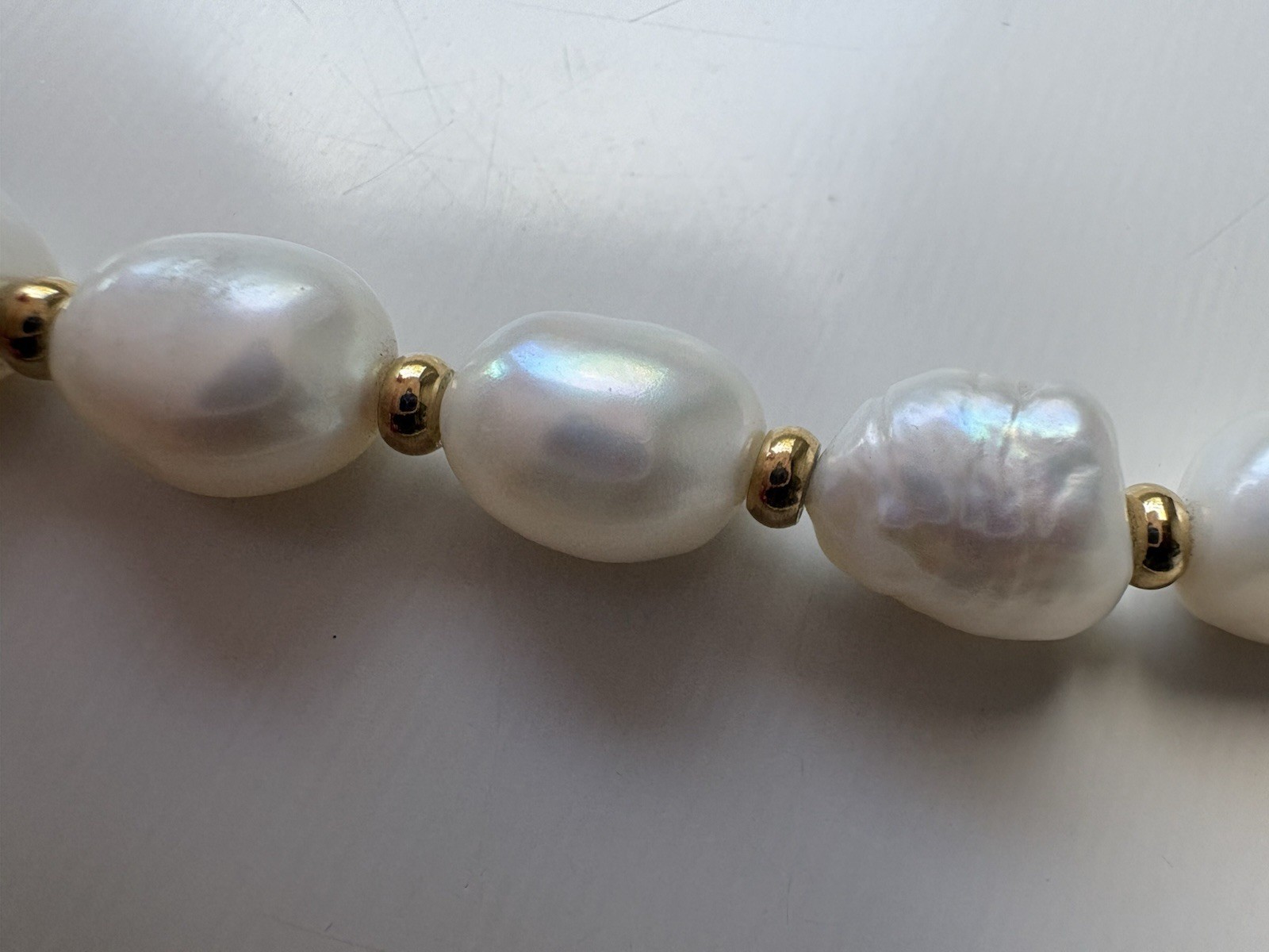 Nialaya Men’s Baroque Freshwater Pearl Necklace 18k Gold Plated 20 Inches Long