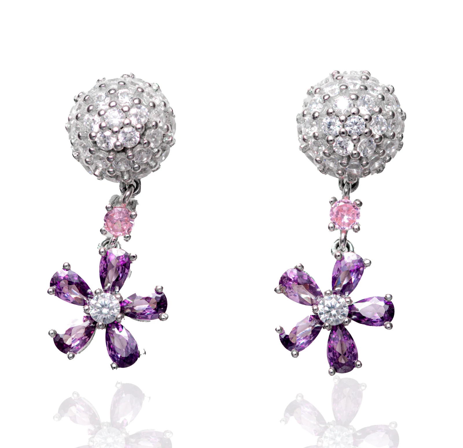 ReyMey Mismatched Moissanite Earrings 102 Stones Sapphire Tanzanite Cubic Zircon