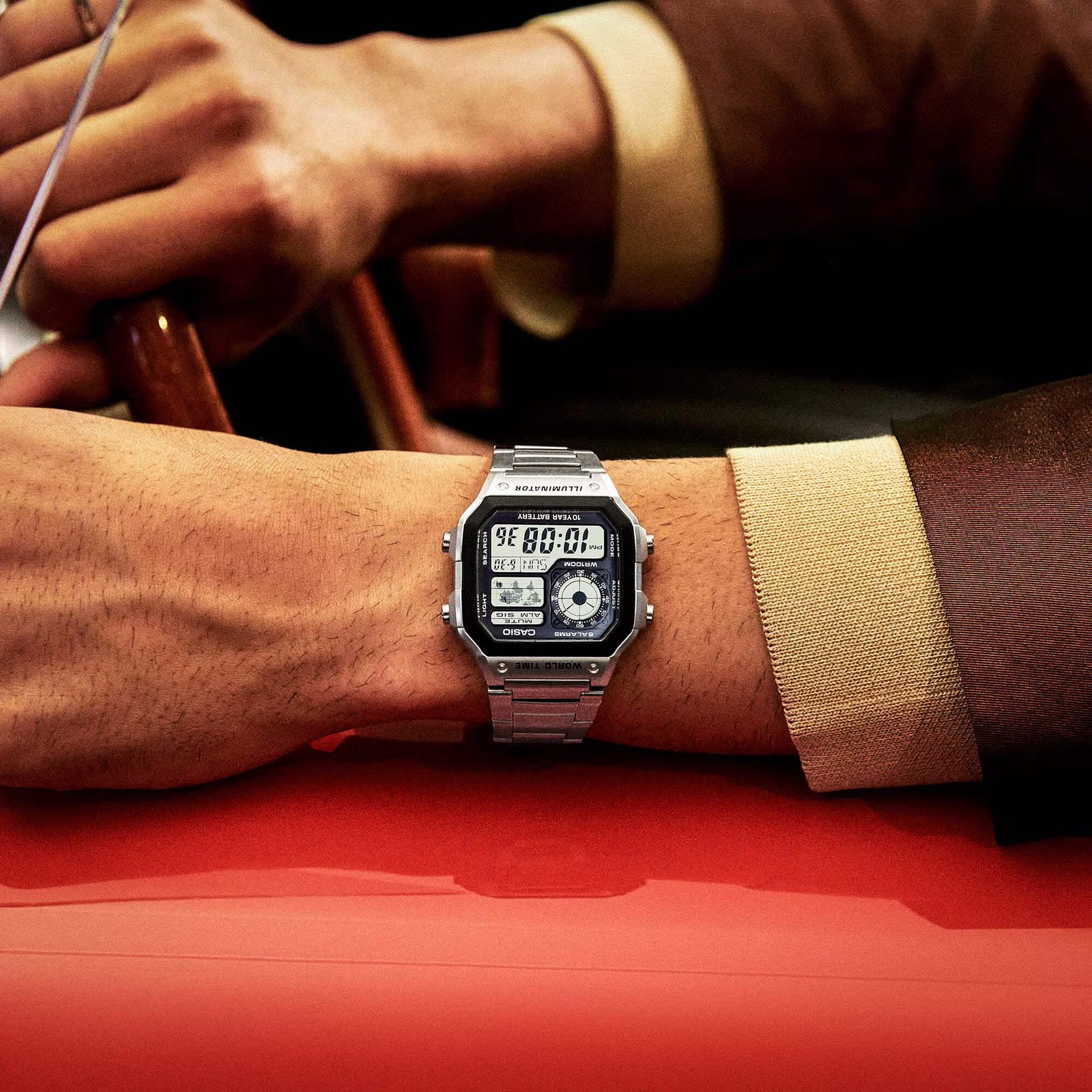 CASIO AE-1200WHD-1A AE-1200WHD-1AV CASIO ROYALE SILVER DIGITAL WATCH