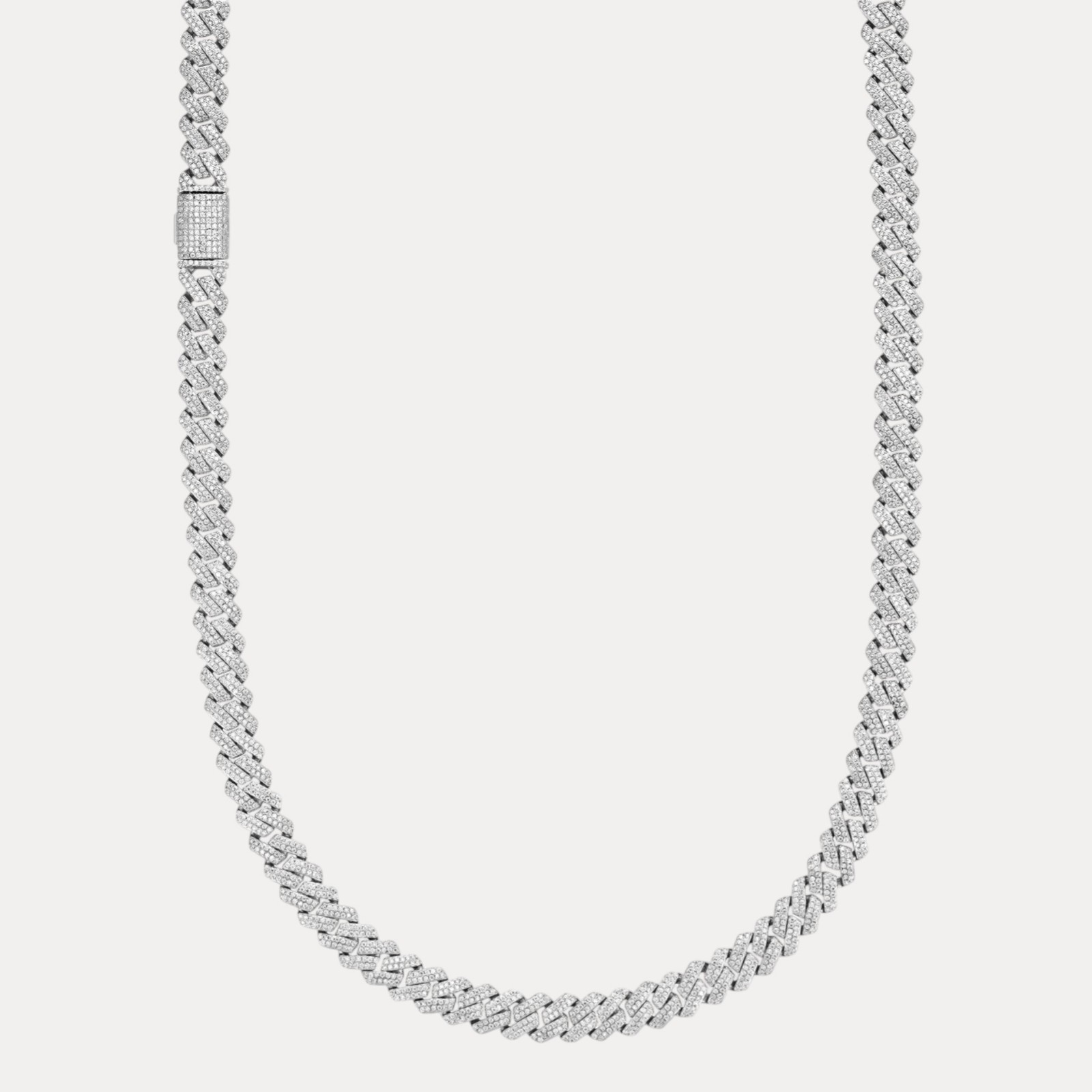 8mm Moissanite Cuban Prong Chain – 925 Sterling Silver or 14k Gold/Rose/Black