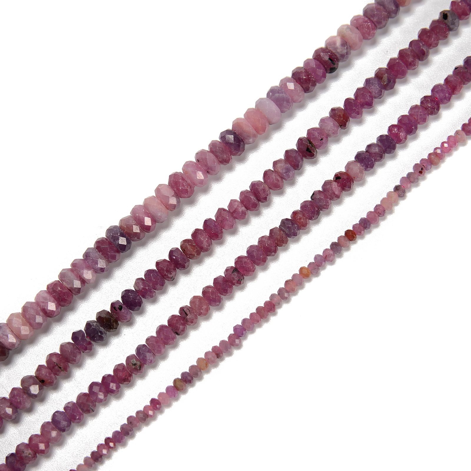 Natural Ruby Faceted Rondelle Disc Beads Size 3x6mm to 4x10mm 15.5” Strand