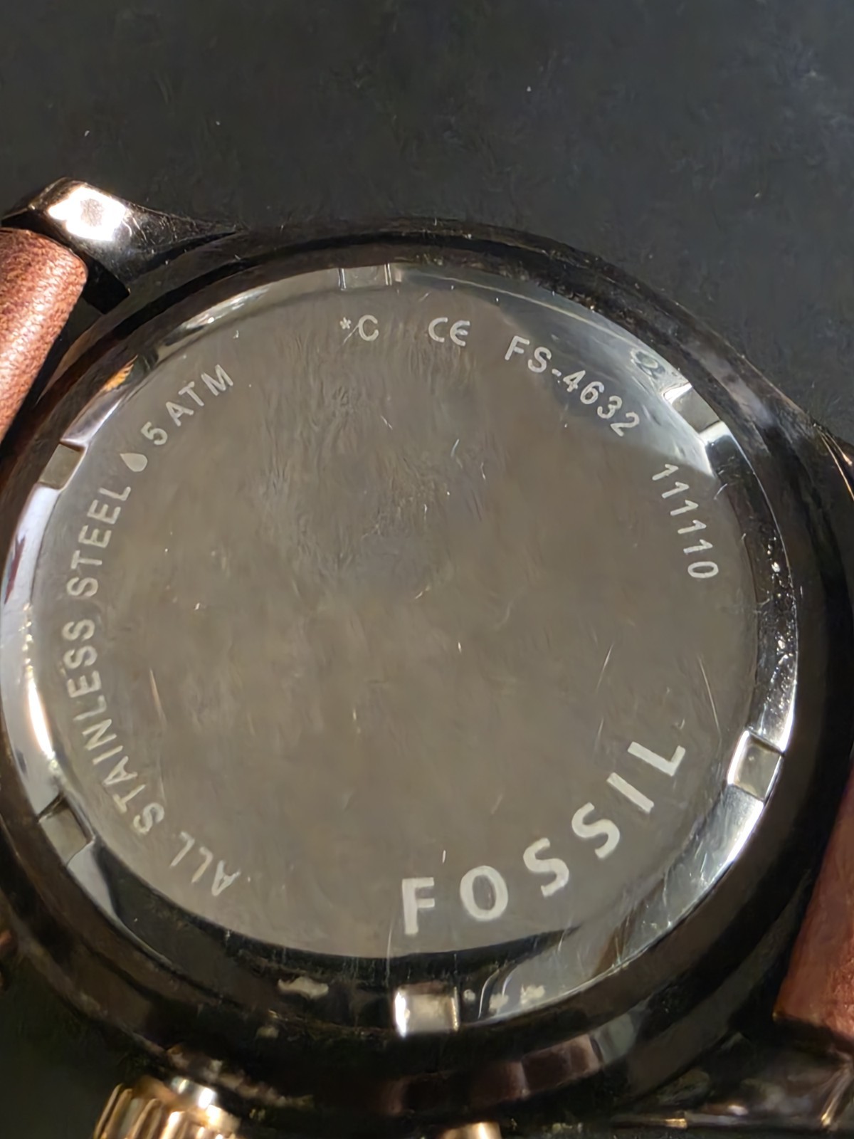 Fossil Quartz Chronograph 24-Hour 50m Brown Dial Leather Strap 43.8mm