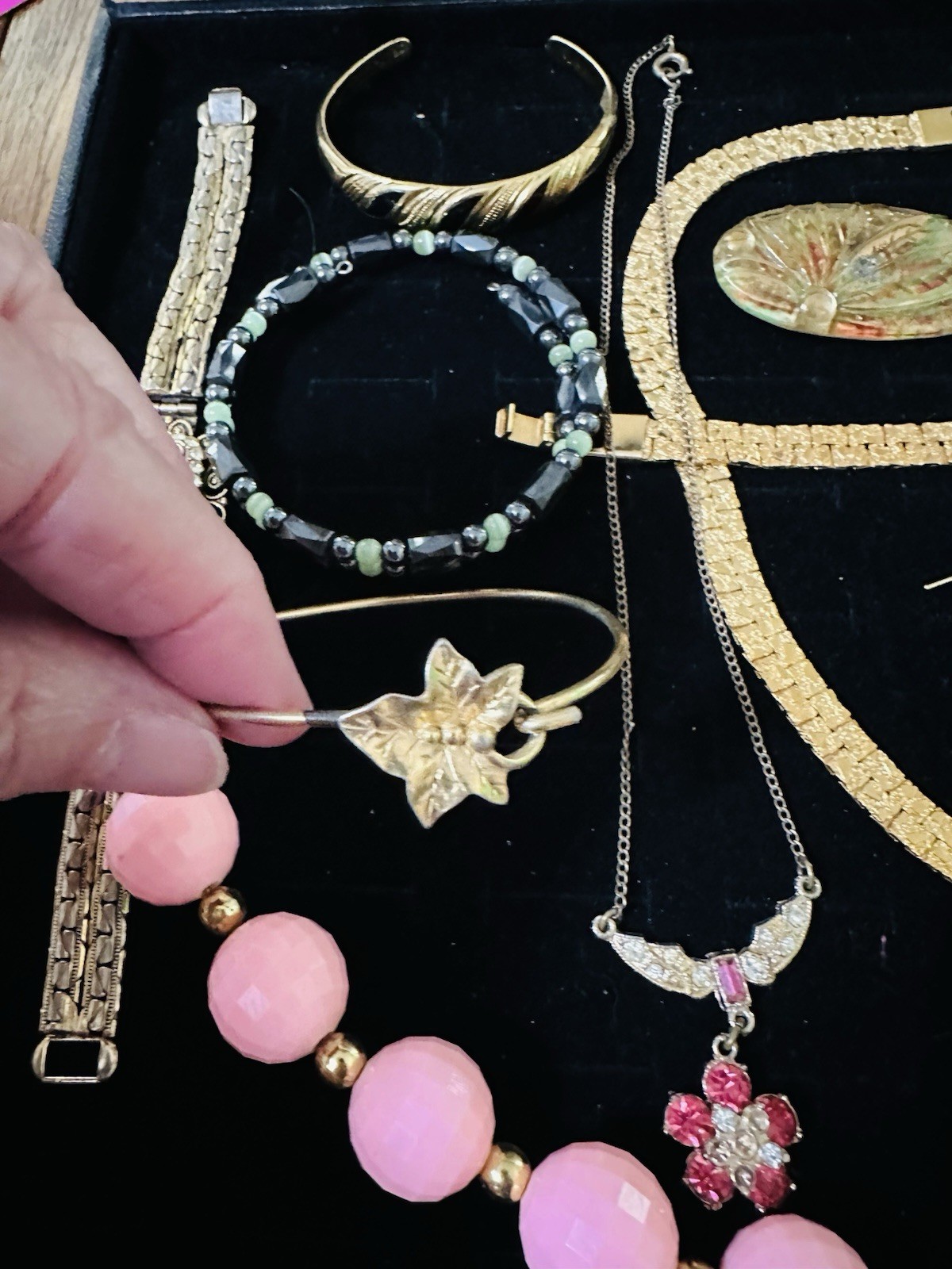 Vintage Lot Of 12 Pieces Costume Jewelry Necklaces, Bracelets, Earrings Buttons