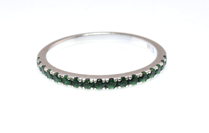 Emerald Stacking Band Ring in 14k White Gold .35 Carats Size 5.5
