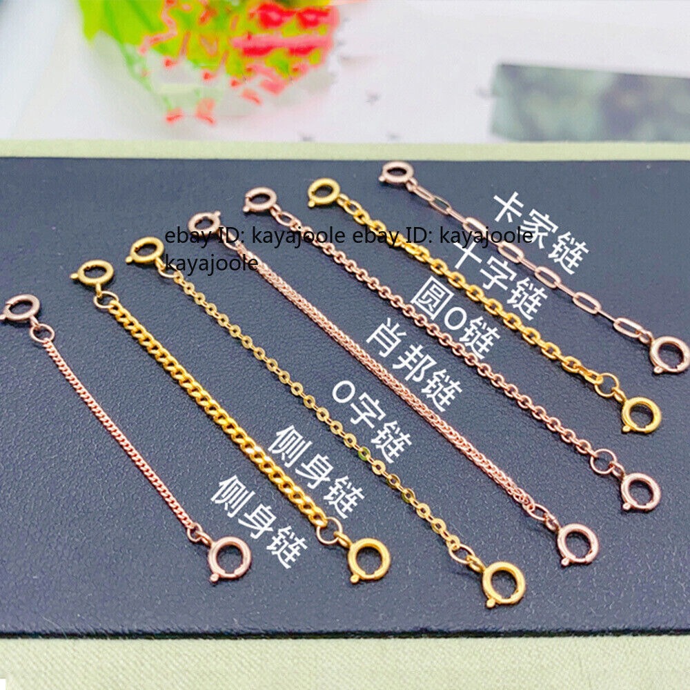 Pure Au750 18K Gold Extender Wheat Curb O Link Extend Chain Connector For Diy