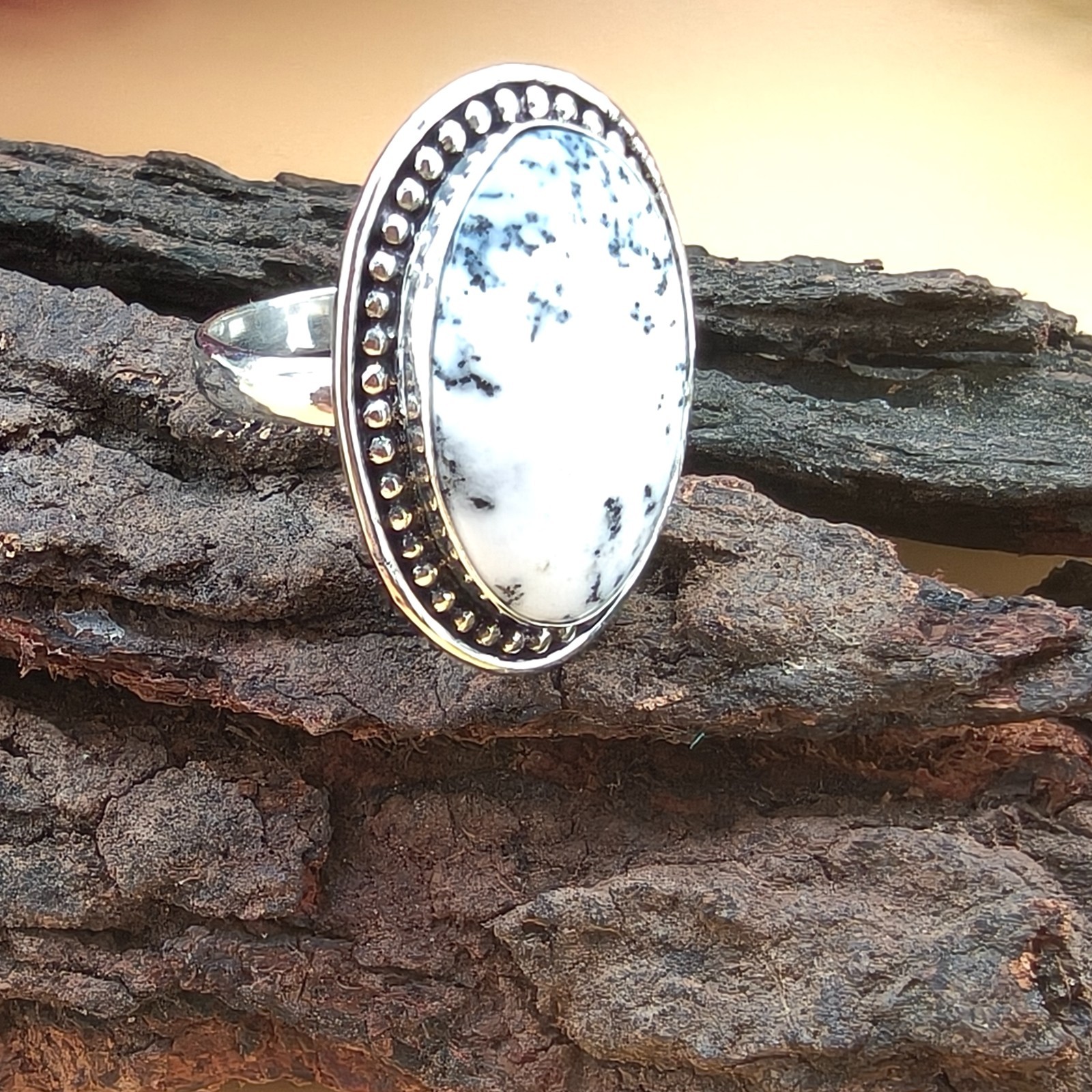 Dendrite Agate Gemstone 925 Silver Handmade Statement Ring Jewelry