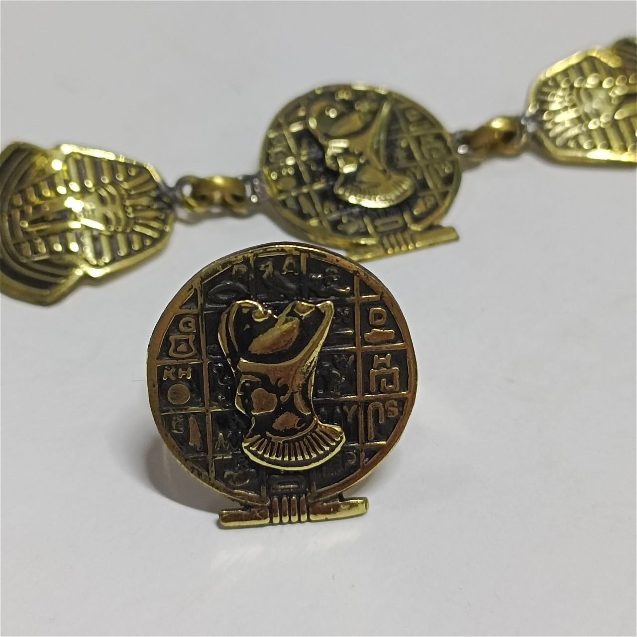 Ancient Egypt Brass Bracelet Pharaoh Hieroglyphic Handmade Vintage Jewelry Gift
