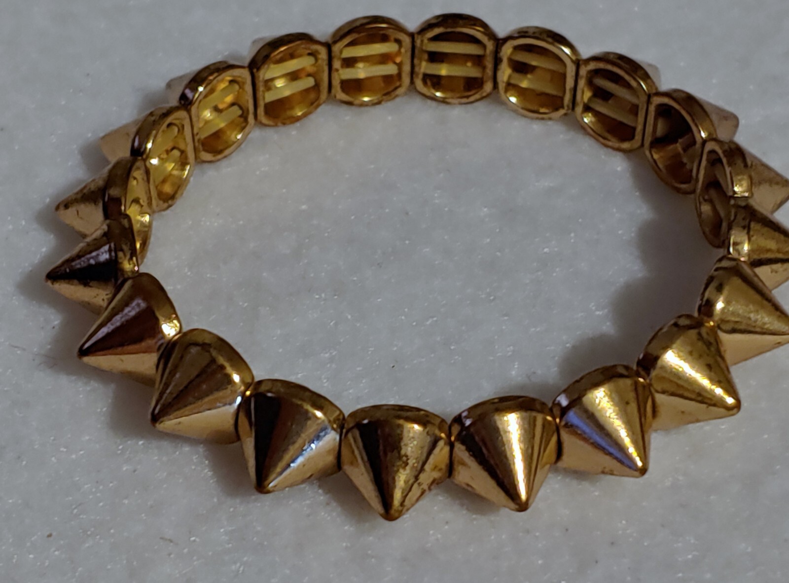 Gold Tone ( ROUND SPIKE STYLE) Stretch Statement Bracelet – 2 1/8 in Inside Dia