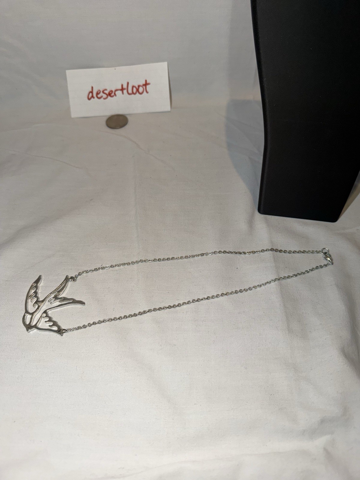 Sparrow Necklace Y2K Emo Scene Silver Tone Metal Chain Pendant