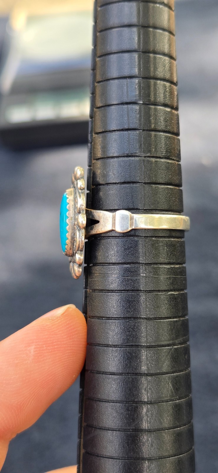 1940’s SW Native Style Sterling Silver Turquoise Wheeler Manufacturing Ring Sz 9
